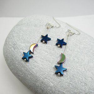 Moon and Stars dangle earrings